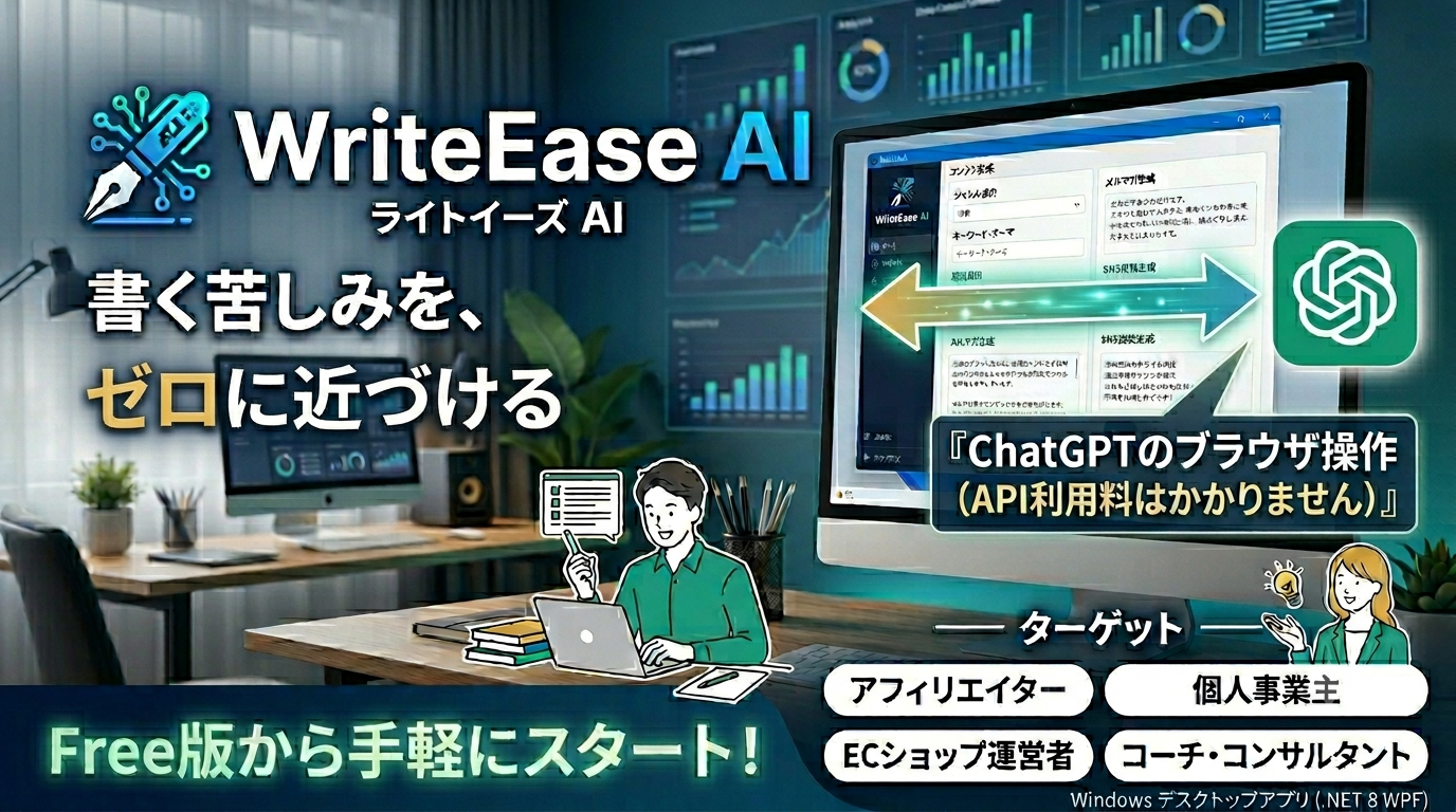 「書く苦しみを、今日で終わりに。」AIがメルマガ・SNS投稿を30秒で生成する